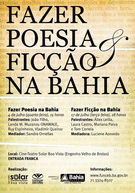 webflyer Fazer poesia e ficção na Bahia