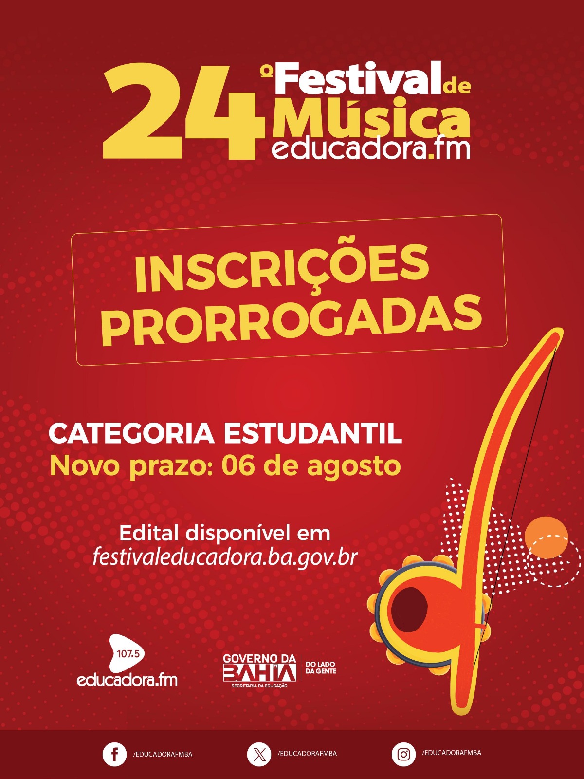 Foto: Divulgação Prorrogadas inscrições para categoria estudantil do Festival de Música da Rádio Educadora FM