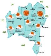 Mapa de Previsão de Tempo por regiões
