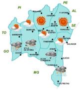 Mapa de Previsão de Tempo por regiões
