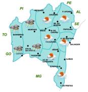 Mapa de Previsão de Tempo por regiões