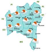 Mapa de Previsão de Tempo por Regiões