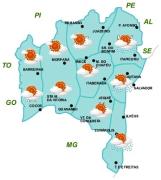 Mapa de Previsão de Tempo por Regiões