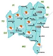 Mapa de Previsão de tempo por Região