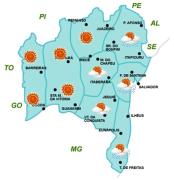 Mapa de Previsão de tempo por Região