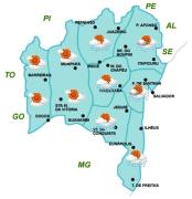 Mapa de Previsão de tempo por Região