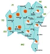 Mapa de Previsão de tempo por Região