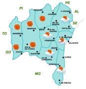 Mapa de Previsão de tempo por Região