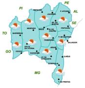 Mapa de Previsão de Tempo por Região