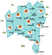 Mapa de Previsão de Tempo por Região