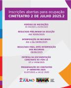 Aberto período para solicitação de pautas para o Cineteatro 2 de Julho 2025.2