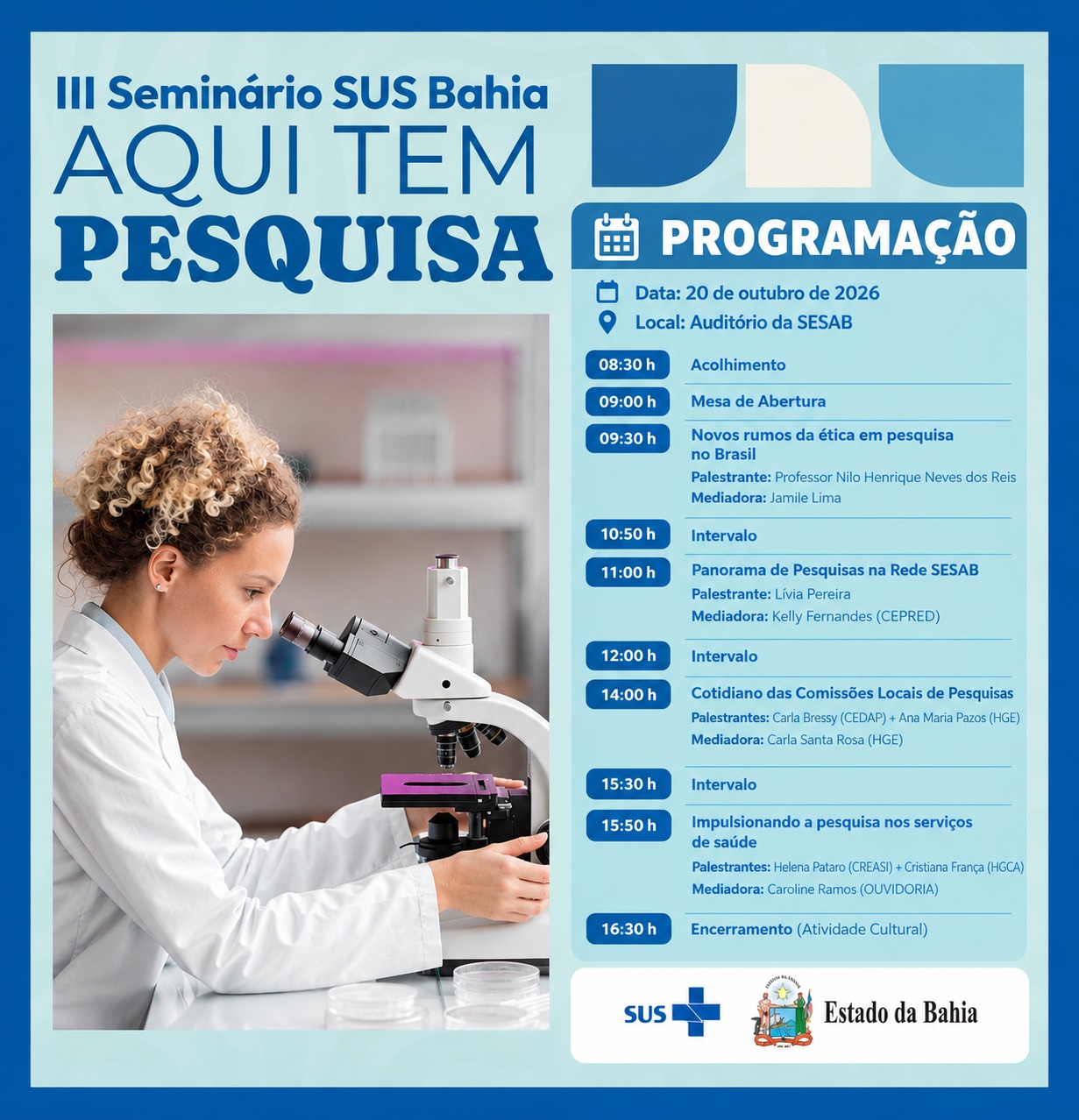 Sesab promove III Seminário SUS Bahia em 20 de outubro, fortalecendo as Comissões Locais de Pesquisa 6 III Seminário SUS Bahia