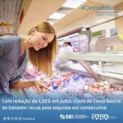 Cesta Básica de Salvador apresentou redução de 1,06% em junho 