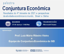 SEI promove palestra de Conjuntura Econômica com os resultados do quarto trimestre de 2021