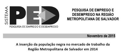 SEI Lança PED Boletim Especial Negros no Mercado de Trabalho 2015