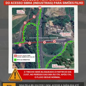 Bloqueio Temporário no Acesso Sibra para Simões Filho no Dia 21 de Julho