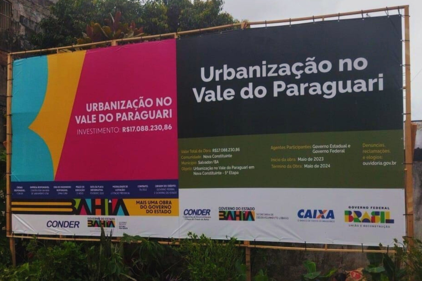imagem da placa da obra
