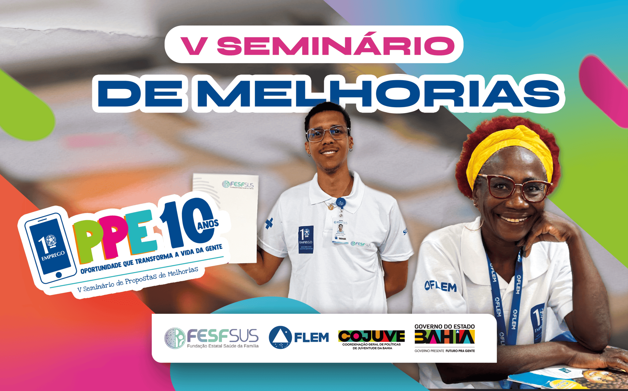 Banner de divulgação com imagem de dois beneficiários 