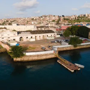 Imagem aérea do canteiro