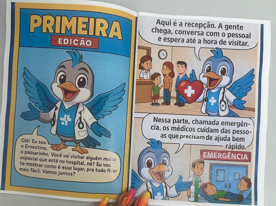 Hospital Geral Ernesto Simões adota revista em quadrinhos com linguagem lúdica para acolher crianças em visitas hospitalares