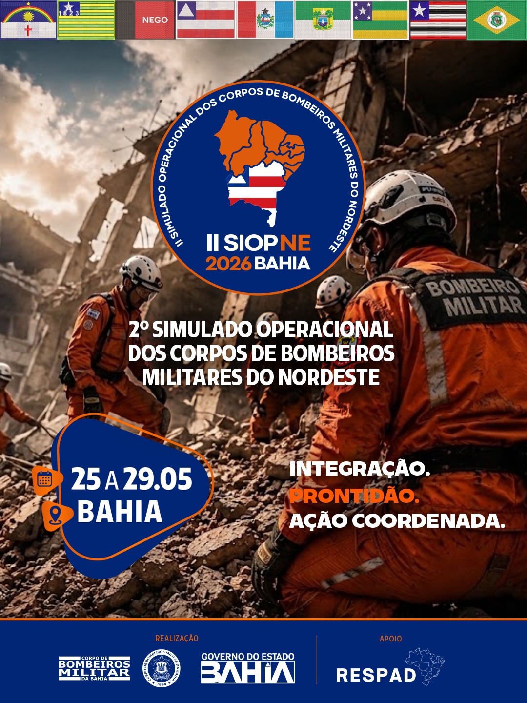 Bahia vai sediar 2º Simulado Operacional dos Corpos de Bombeiros Militares do Nordeste com simulação de 24 horas ininterruptas