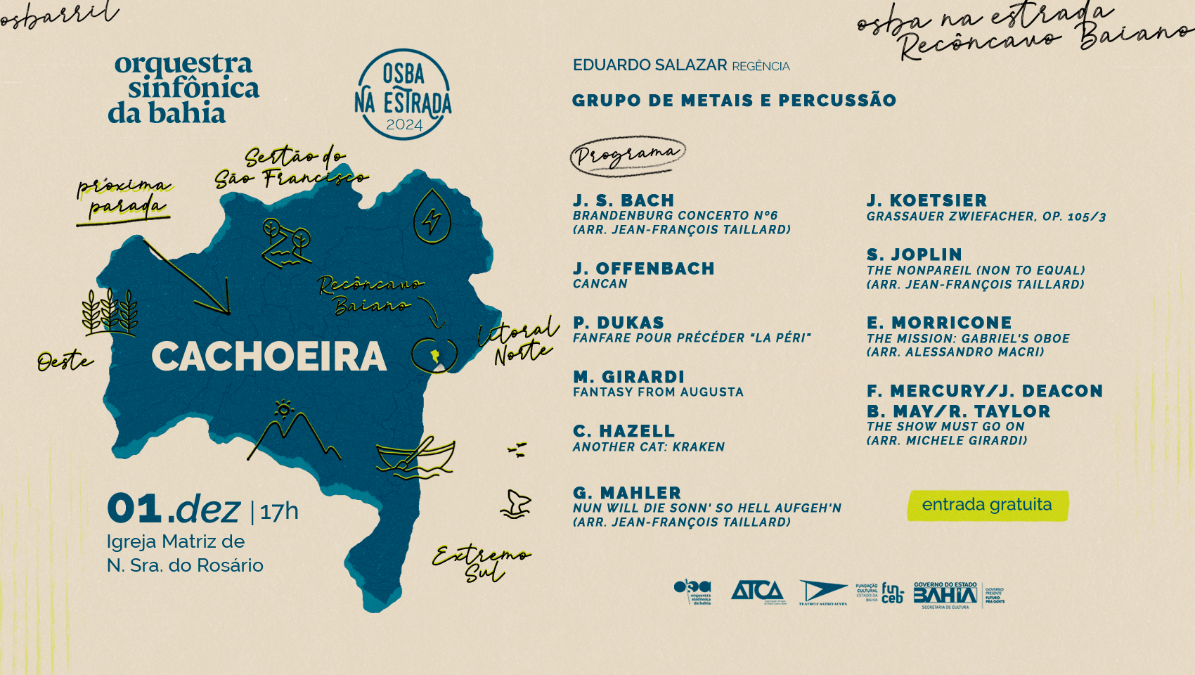 Osba na Estrada chega a Cachoeira neste domingo, dia 1º, com concerto gratuito