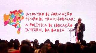 Abertura da formação da rede estadual de ensino sobre a Política de Educação Integral. Foto: Matheus Landim/GOVBA