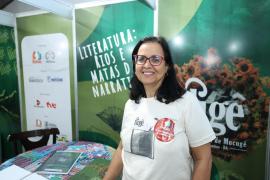 Na foto, Ester Figueiredo, curadora da Fligê. Foto: Matheus Landim/GOVBA