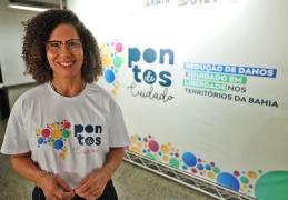 Na foto Secretária de Assistência e Desenvolvimento Social, Fabya Reis. Projeto Pontos de Cuidado. Foto: Matheus Landim/GOVBA