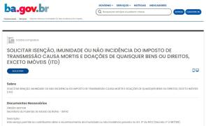 Portal ba.gov.br disponibiliza novo serviço relacionado ao ITD