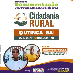 Cidadania Rural: garante direitos na Chapada Diamantina com chegada do mutirão em Wagner e Utinga