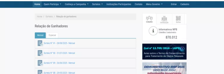 Sorteio da Nota Premiada contempla moradores de Salvador e mais 25 cidades da Bahia