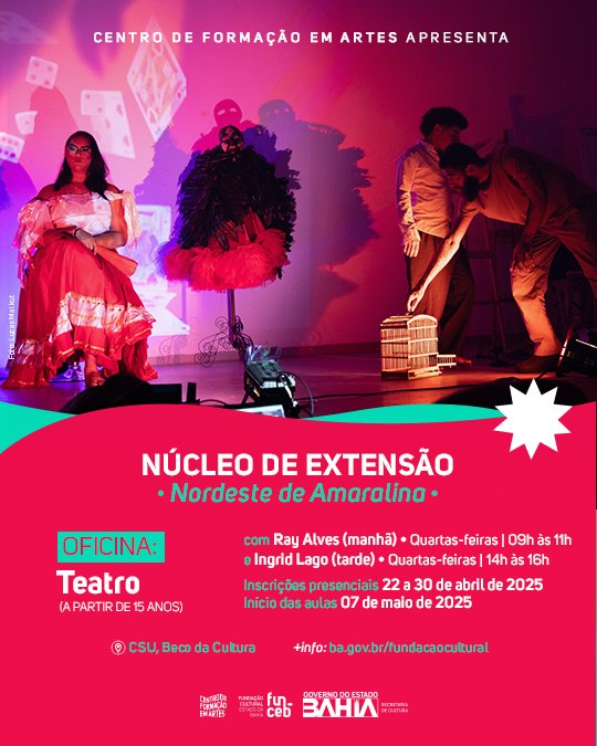 Abertas inscrições para oficina gratuita de teatro no Núcleo de Extensão da Funceb em Nordeste de Amaralina