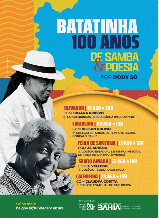 Funceb homenageia 100 anos de Batatinha com shows e palestras itinerantes