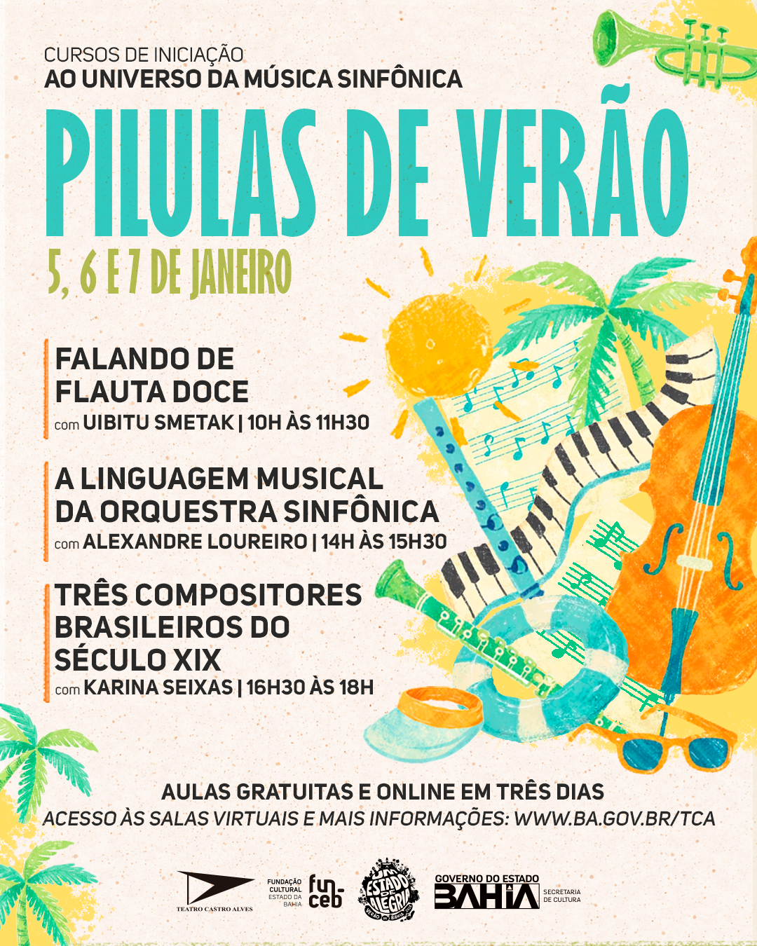 Pílulas de Verão: cursos de Música do TCA abrem aulas virtuais e gratuitas ao público 