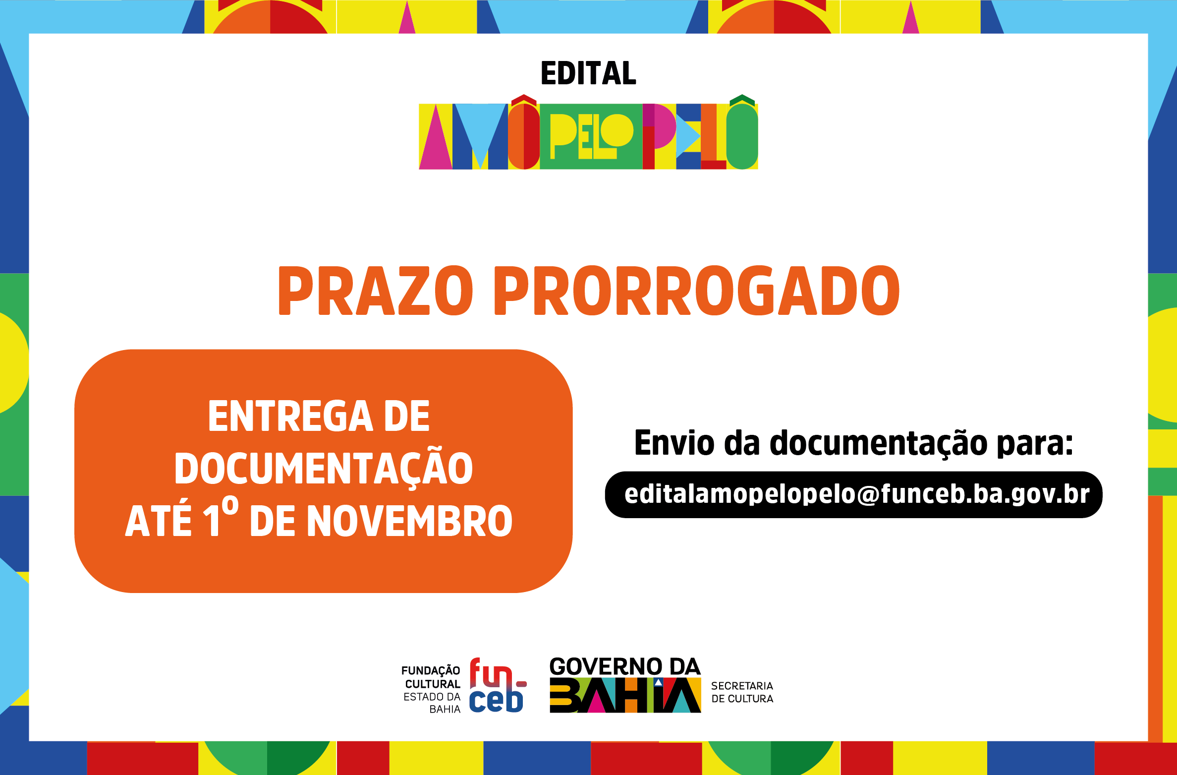 Edital Amô Pelo Pelô prorroga prazo para envio de documentação até 1º de novembro