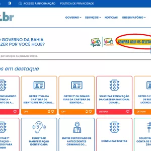 imagem da portal do ba.gov.br com os serviços do Detran