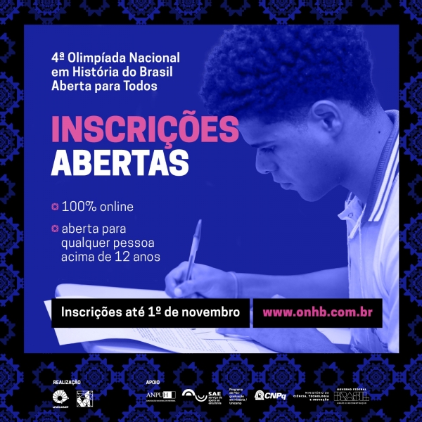 4ª Olimpíada Nacional em História do Brasil recebe inscrições até 1º de novembro