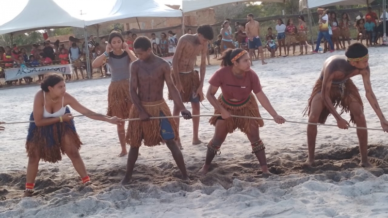 Estudantes indígenas participam da Etapa Territorial dos Jogos Estudantis Indígenas da Bahia, em Prado