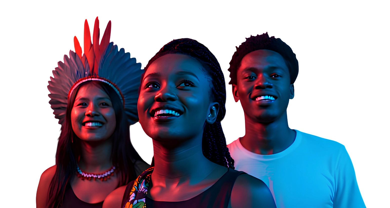 Estudantes negros e indígena