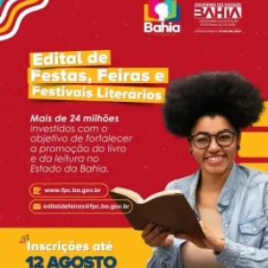 Proponentes tem até 12 de agosto para se inscrever no edital de apoio às Festas, Feiras e Festivais Literários