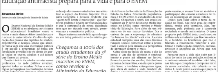 ARTIGO| Educação antirracista prepara para a vida e para o ENEM