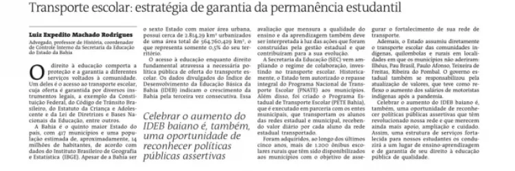 Transporte Escolar: estratégia de garantia da permanência estudantil