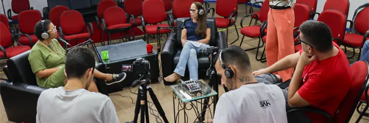 Gravação de um podcast