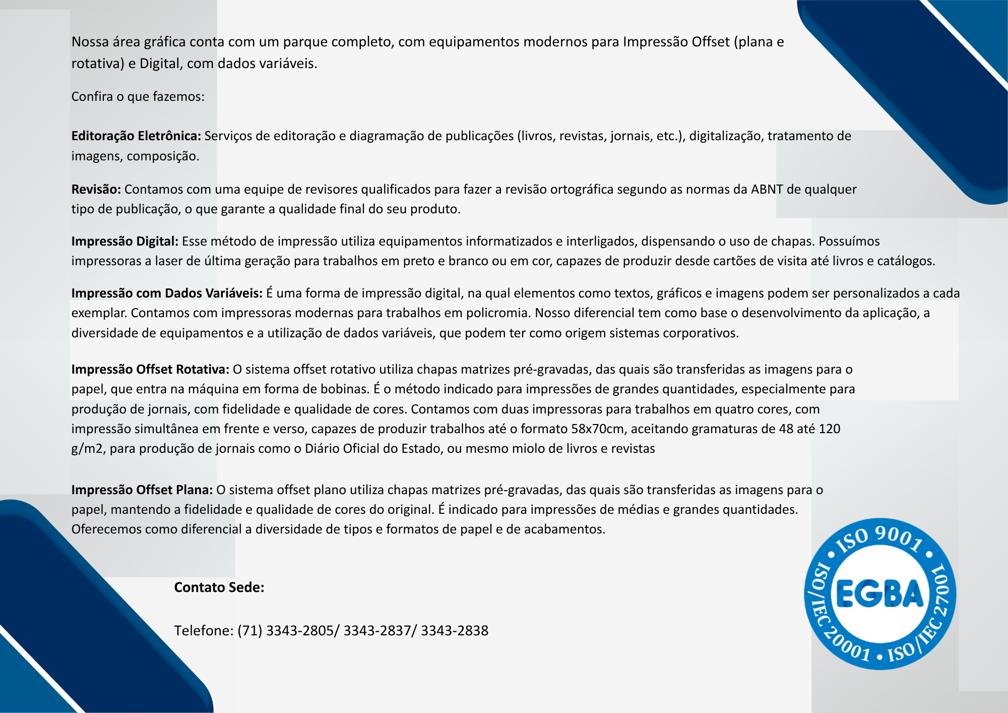 Apresentação de Serviços Gráficos