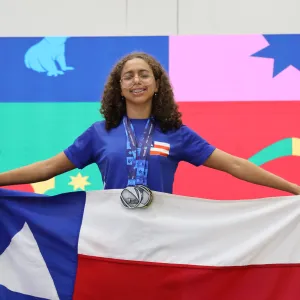 Victoria Rosario Águas Abertas na premiação Jogos da Juventude 2024 - Maurício Viana - Ascom Sudesb