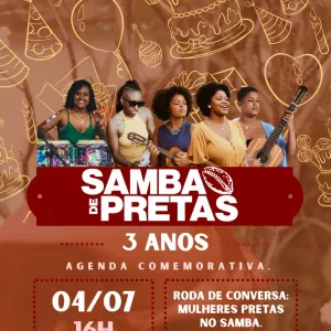 Samba de Pretas celebra 3 anos da banda com roda de conversa e apresentação musical na Biblioteca Central 