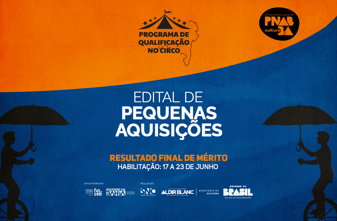 Funceb divulga resultado final e convoca selecionados para o Edital de Pequenas Aquisições do Programa de Qualificação no Circo