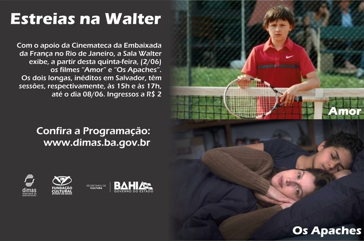 Entram em cartaz os filmes “Amor” e “Os Apaches”, numa ação da Dimas apoiada pela Cinemateca da Embaixada da França no Rio de Janeiro