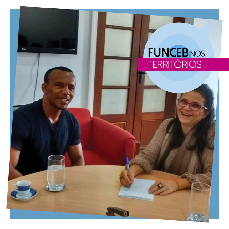 Diretora da FUNCEB recebe coordenador do projeto Acordes Musicais